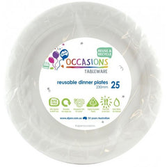 White Plastic Dinner Plates (25 Pack)