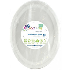 White Plastic Large Oval Plates (25 Pack)