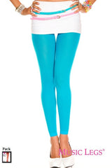 Opaque Footless Tights - Turquoise