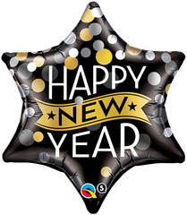 Happy New Year Confetti Star Foil Balloon - 53cm