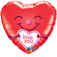 I Love You Smiley Heart Foil Balloon  - 46cm