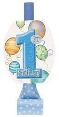 1st Birthday Blue Party Blowouts (8 pack)