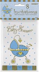 Baby Shower Blue Party Invitations (8 pack)