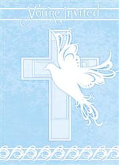 Dove Cross Blue Invitations (8 pack)