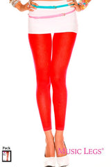 Opaque Footless Tights - Red