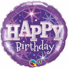 Happy Birthday Purple Sparkle Foil Balloon - 46cm