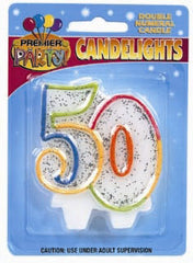 Number 50 Rainbow Candle