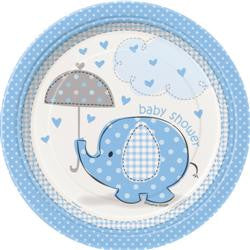 Blue Umbrella Elephants - Paper Snack Plates (8 pack)