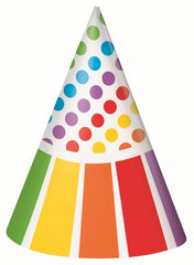 Rainbow Birthday Party Hats (8 pack)