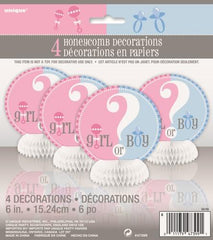 Baby Reveal - Mini Honey Comb Decorations (4 pack)