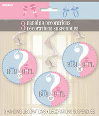 Baby Reveal - Hanging Swirl Decorations (3 pack)