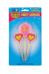 1st Birthday Pick Candles - Pink