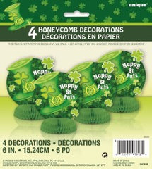 Happy St Pat's Day Honey Comb Decorations ( 4 pack)
