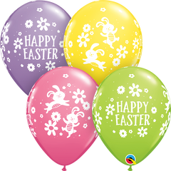 Easter Bunnies & Daisies Latex Balloons - (6 pack)