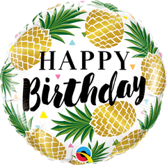 Happy Birthday Golden Pineapple Foil Balloon - 46cm