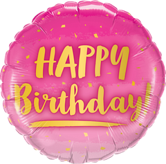 Happy Birthday Gold & Pink Foil Balloon - 46cm