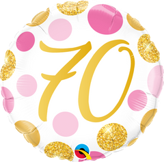 70 Pink & Gold Dots Foil Balloon - 46cm