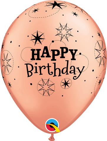 Rose Gold Happy Birthday Latex Balloons - (8 pack)