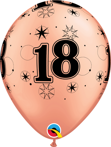 18th Birthday Latex Balloons Rose Gold - (6 pack)