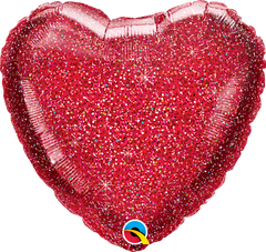 Heart Glitter Graphic Red Foil Balloon  - 46cm