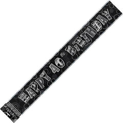 Glitz Black & Silver 40th Birthday Foil Banner