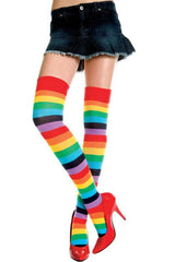 Rainbow Stripe Thigh Hi