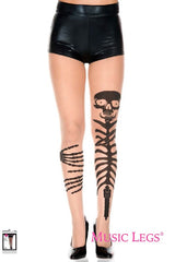 Skeleton Grabbing Leg Pantyhose - Black/Beige