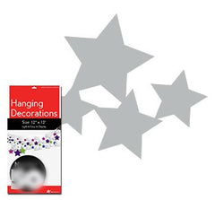 Hanging Decorations - Silver Stars (3.65m)