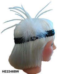 Flapper Headband - White/Black