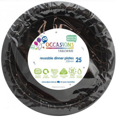 Black Plastic Dinner Plates (25 Pack)