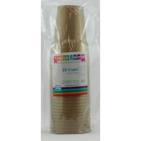 Metalic Gold Plastic Cups (25 pack)