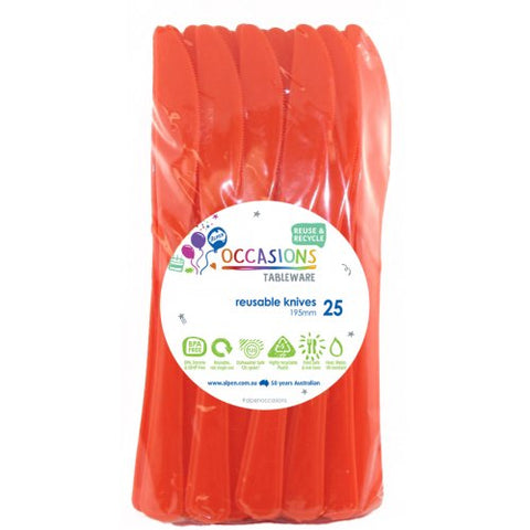 Orange Plastic Knives (25 pack)