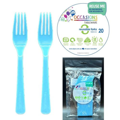 Light Blue Plastic Forks (20 pack)