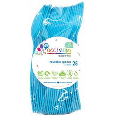 Azure Blue Plastic Desert Spoons (25 pack)