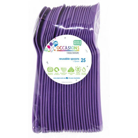 Purple Plastic Desert Spoons (25 pack)