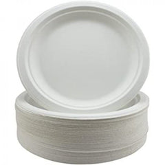 Sugarcane Lunch Plates 180mm White - 50 pack