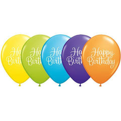 Happy Birthday Classy Script Latex Balloons - (6 pack)