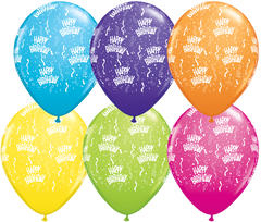Happy Birthday Streamers Latex Balloons - (6 pack)