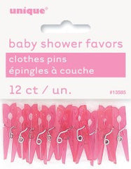 Baby Shower Pink Clothes Pegs (12 pack)