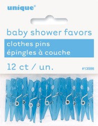 Baby Shower Blue Clothes Pegs (12 pack)