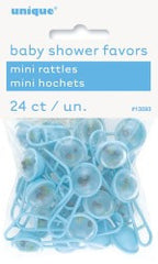 Baby Shower Blue Baby Rattles (24 pack)