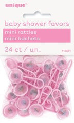 Baby Shower Pink Baby Rattles (24 pack)