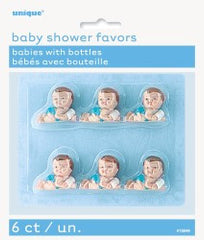 Baby Shower Blue Baby With Bottle (6 pack)