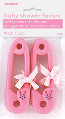 Baby Shower Pink Baby Pin With Ribbon - (4 pack)