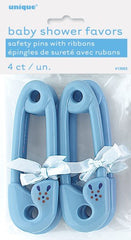 Baby Shower Blue Baby Pin With Ribbon (4 pack)