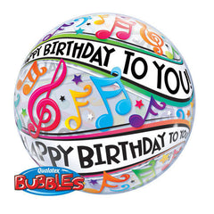 Happy Birthday To You Music Notes Bubble Balloon - 22"/55cm