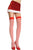 Opaque Red & White Striped Thigh Hi