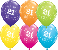 21st Birthday Latex Balloons - (6 pack)