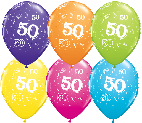 50th Birthday Latex Balloons - (6 pack)