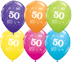 50th Birthday Latex Balloons - (6 pack)